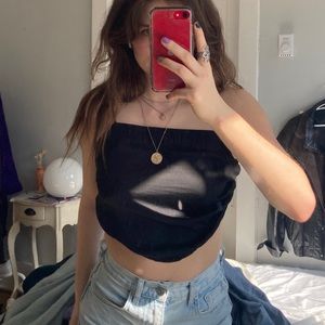 urban outfitters black silk top